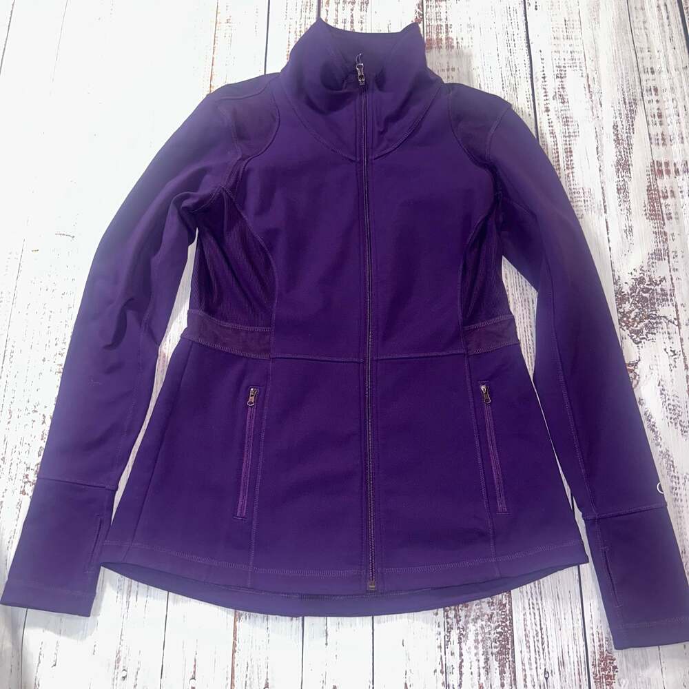 Calia Full-Zip Active Athletic Jacket Purple Thumbhole Cuffs Women's Size Small